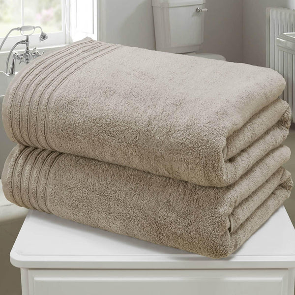 So Soft Taupe 2 Piece Bath Sheet Towel Set -  - Ideal Textiles