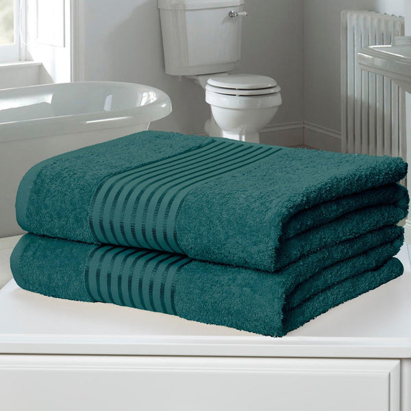 Windsor 100% Cotton Bath Sheet Pair Teal - Ideal