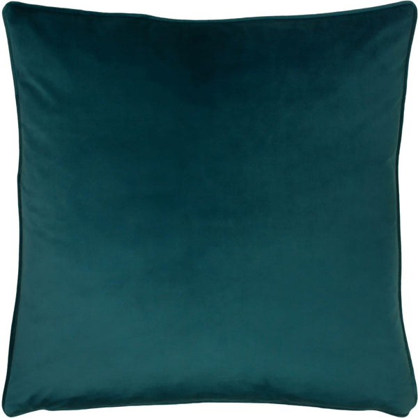 Opulence Soft Velvet Piped Teal Filled Cushions 22'' x 22'' - Polyester Pad - Ideal Textiles