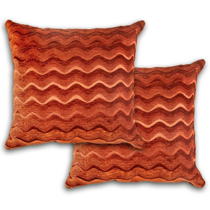 Sinead Chenille Wave Terracotta Cushion Cover 17'' x 17'' - Ideal