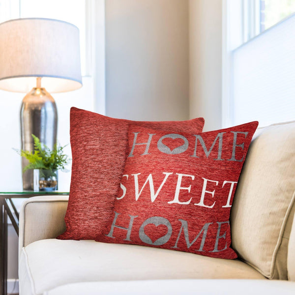 Home Sweet Home Chenille Terracotta Cushion Cover 17" x 17" - Ideal