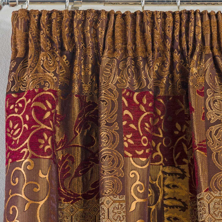 Casablanca Lined Tape Top Curtains Terracotta -  - Ideal Textiles