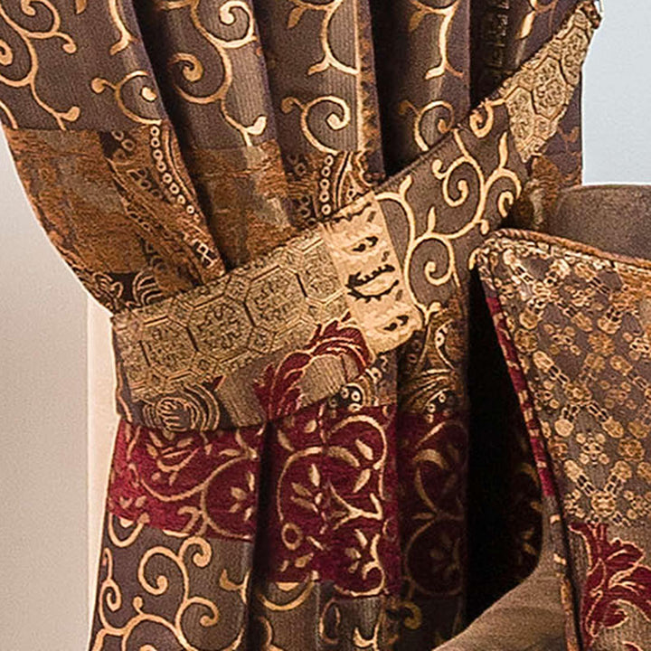 Casablanca Lined Tape Top Curtains Terracotta - Tie Backs Pair - Ideal Textiles