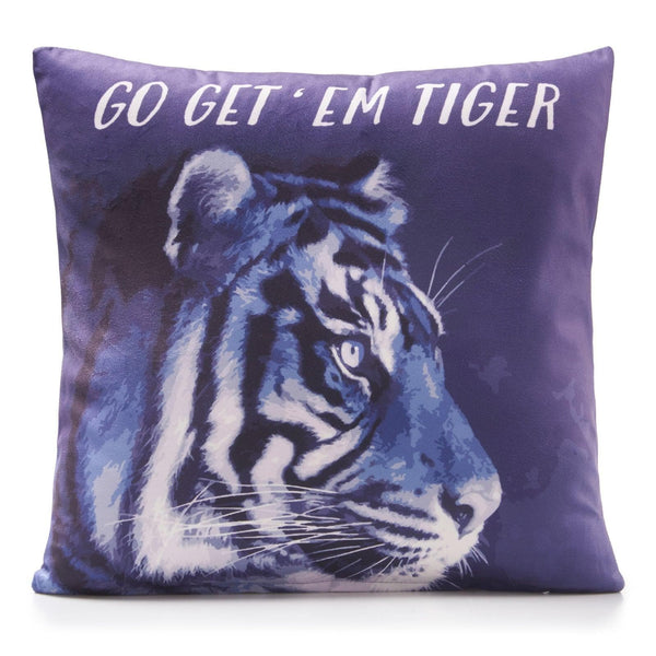 Go Get 'Em Tiger Velvet Cushion Cover 18" x 18" -  - Ideal Textiles