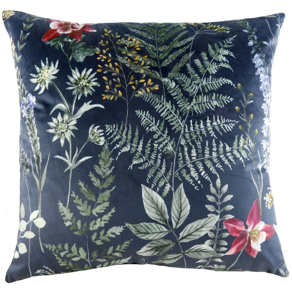 Eden Trail Foliage Velvet Multicolour Filled Cushions 17'' x 17'' - Polyester Pad - Ideal Textiles