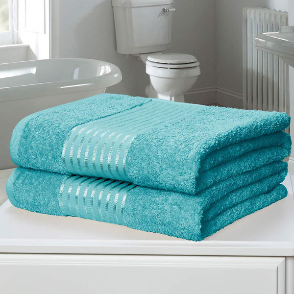 Windsor 100% Cotton Bath Sheet Pair Turquoise - Ideal