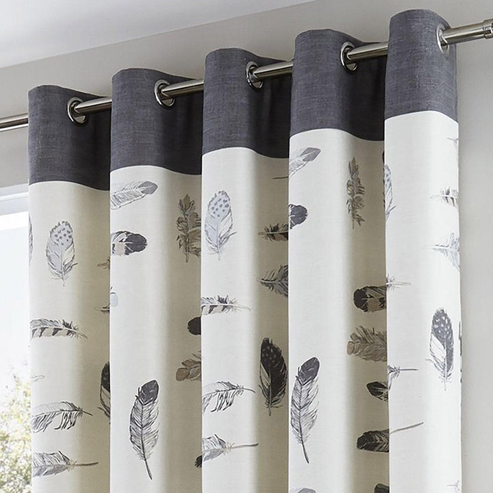 Idaho Feathers Lined Eyelet Curtains Grey -  - Ideal Textiles