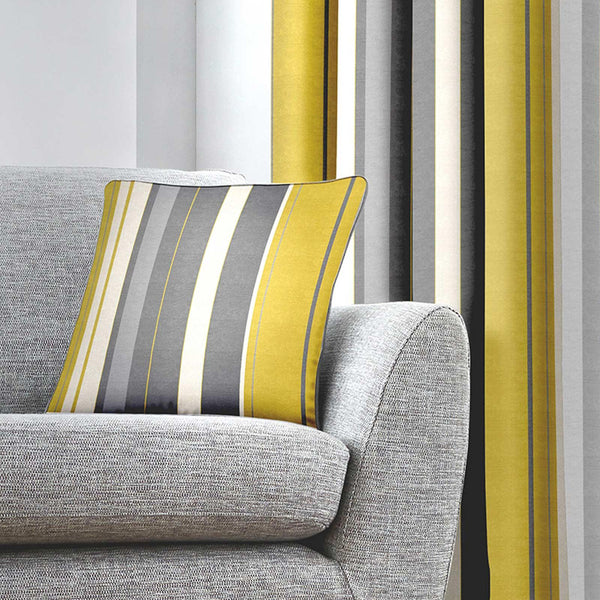Whitworth Stripe Ochre Cushion Covers 17" x 17" -  - Ideal Textiles