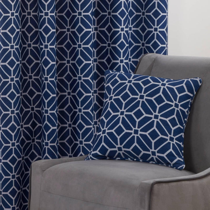 Kelso Geometric Navy Cushion Covers 18" x 18" -  - Ideal Textiles