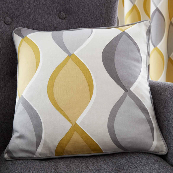 Lennox Geometric Ochre Cushion Covers 17" x 17" -  - Ideal Textiles
