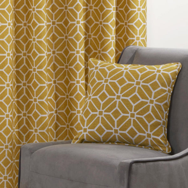 Kelso Geometric Ochre Cushion Covers 18" x 18" -  - Ideal Textiles