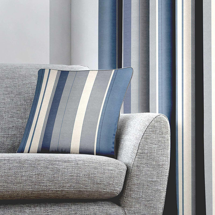 Whitworth Stripe Blue Cushion Covers 17" x 17" -  - Ideal Textiles