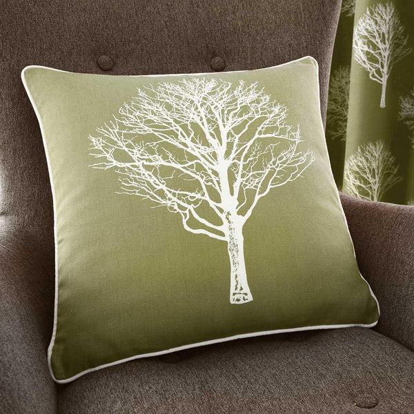 Woodland Trees Green Cushion Cover 17" x 17" -  - Ideal Textiles