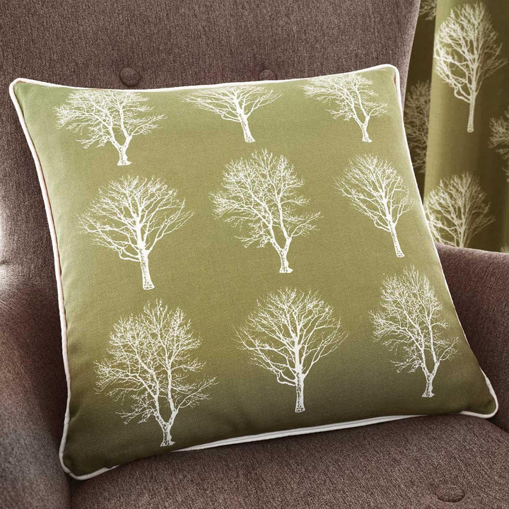 Woodland Trees Green Cushion Cover 17" x 17" -  - Ideal Textiles