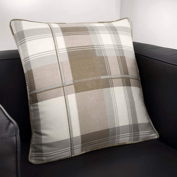 Balmoral Check Natural Cushion Cover 17" x 17" -  - Ideal Textiles