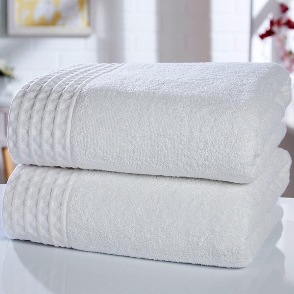 Retreat 100% Cotton Bath Sheet Pair White - Ideal