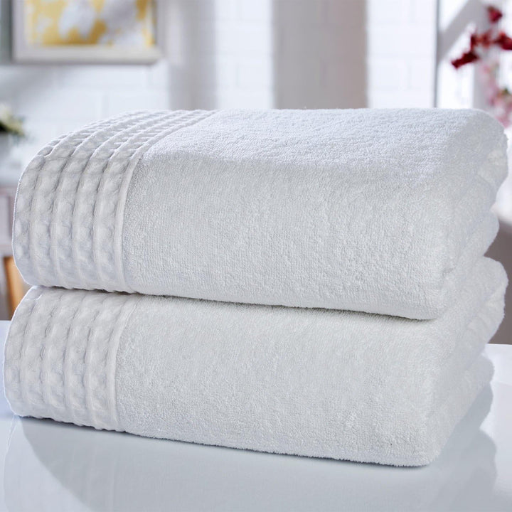 Retreat 100% Cotton Bath Sheet Pair White - Ideal
