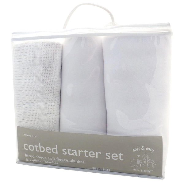 Cot Bed 3 Piece White Starter Bedding Set -  - Ideal Textiles