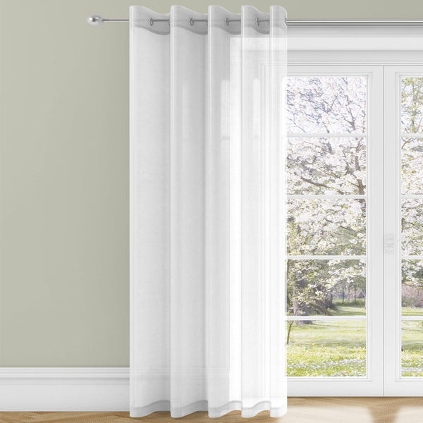 Trent Plain Eyelet Voile Curtain Panels White - 55'' x 36" - Ideal Textiles