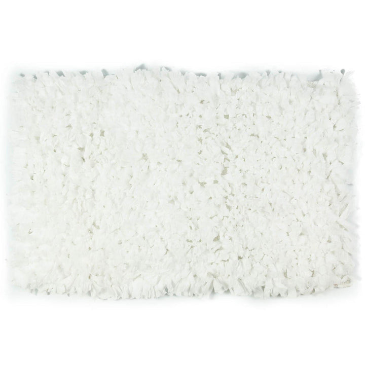 Ruffles Shaggy Deep Pile Bath Mat White -  - Ideal Textiles