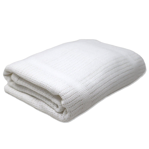 Cosy Cellular 100% Cotton Baby Blankets White - 75cm x 100cm - Ideal Textiles