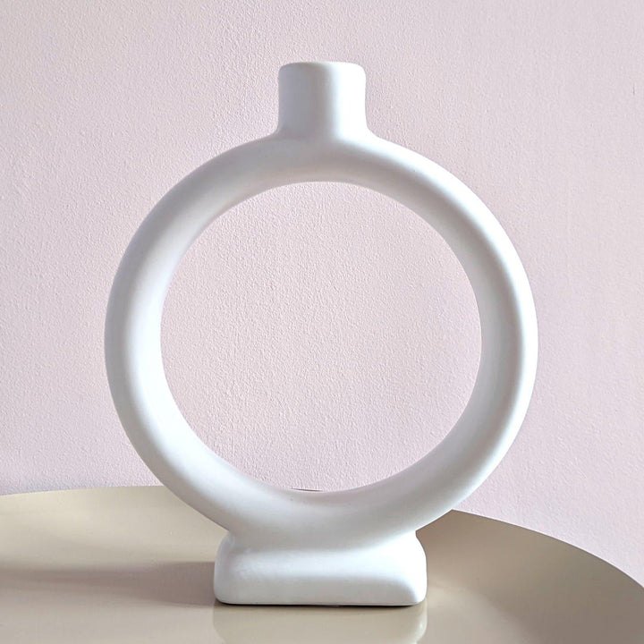 Silhouette Ceramic Doughnut Candle Holder White - Ideal