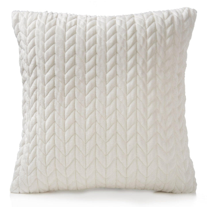 Knitted Velvet White Cushion Cover 18" x 18" -  - Ideal Textiles