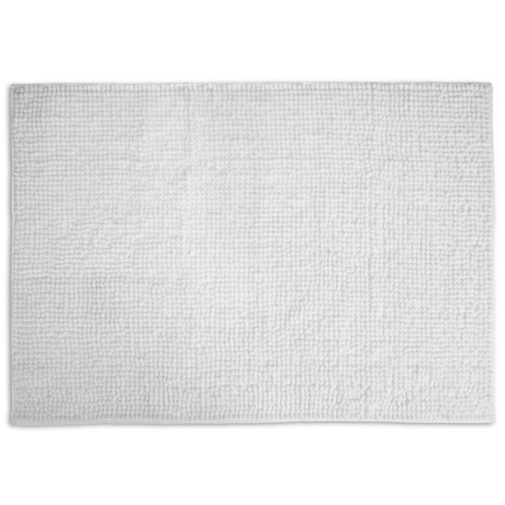 Supersoft Chenille Non-Slip Bath Mat White - 50cm x 80cm - Ideal Textiles