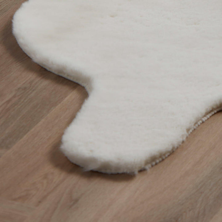 Faux Fur Shaped Ivory Rug -  - Ideal Textiles