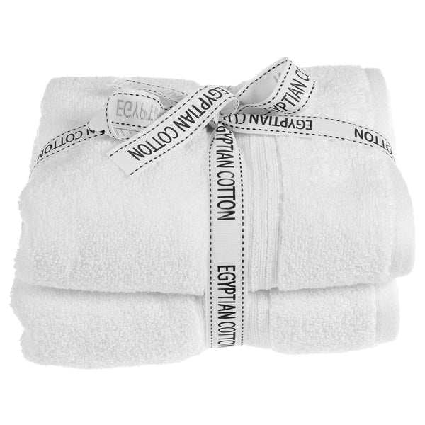 Spa White 100% Egyptian Cotton 2 Piece Towel Sets - Hand Towels - Ideal Textiles