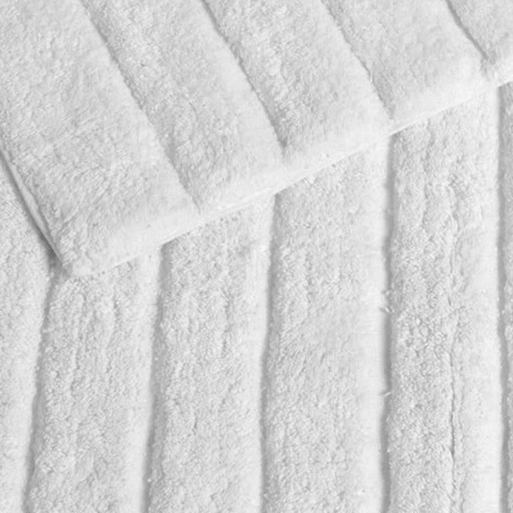 Linear Rib Cotton Bath & Pedestal Mat Set White -  - Ideal Textiles