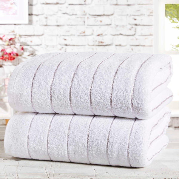 Sandringham White 2 Piece Bath Sheet Towel Set -  - Ideal Textiles