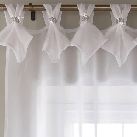 Tiara Diamante Tab Top Voile Curtain Panels White Voile Curtain Alan Symonds   
