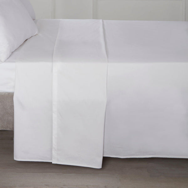 Plain Percale Flat Sheets White - Single - Ideal Textiles