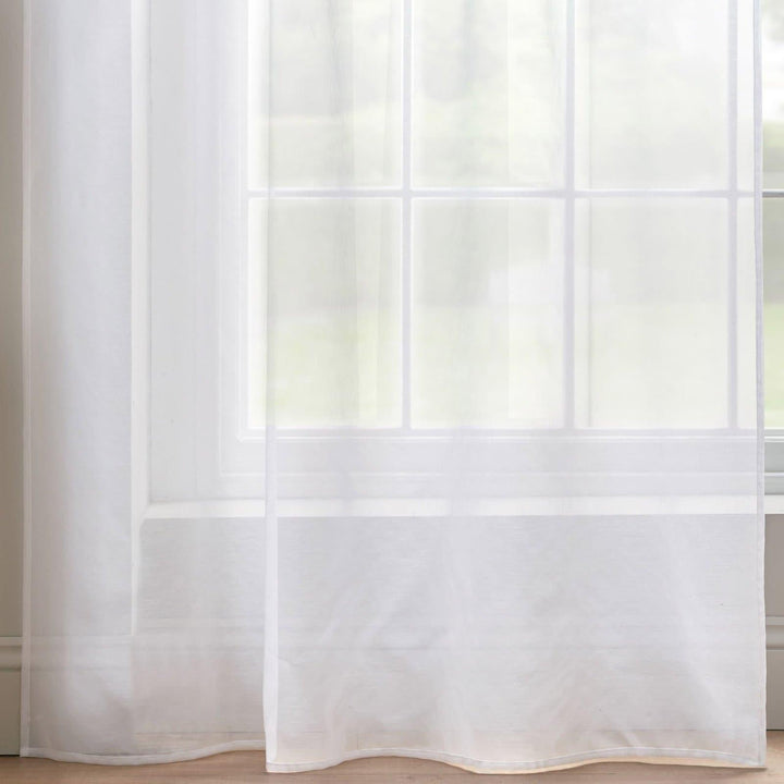 Tiara Diamante Tab Top Voile Curtain Panels White -  - Ideal Textiles