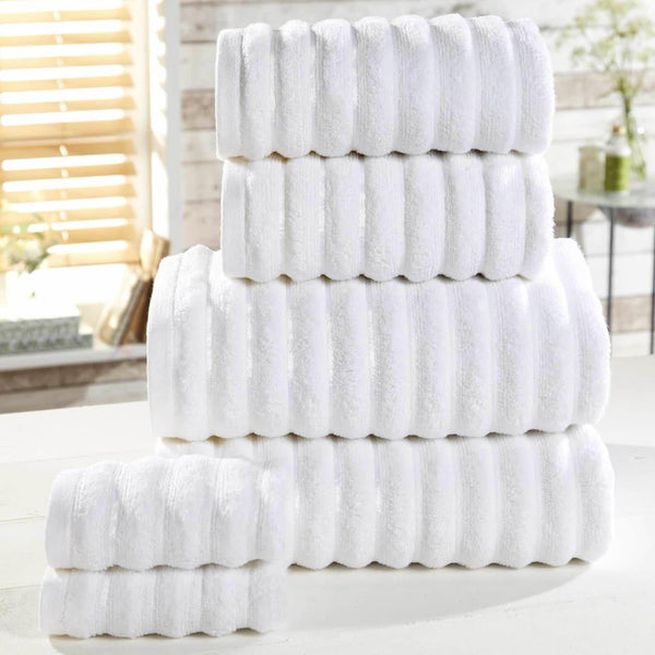 Ribbed White 6 Piece Towel Bale Set -  - Ideal Textiles