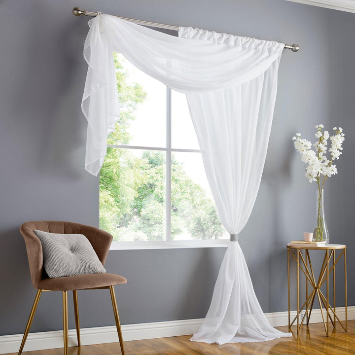 Double Display Sheer Voile Curtain Panel White - 59" x 72" - Ideal Textiles