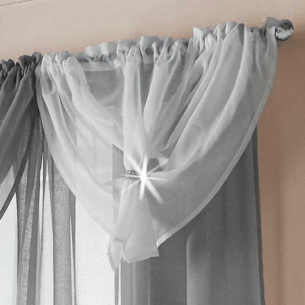 Diana Dolly Diamante White Voile Curtain Swag -  - Ideal Textiles