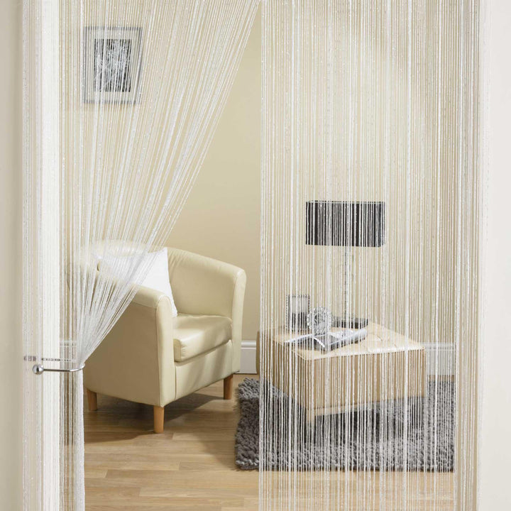 Glam Sparkle White String Door Curtain Panel -  - Ideal Textiles