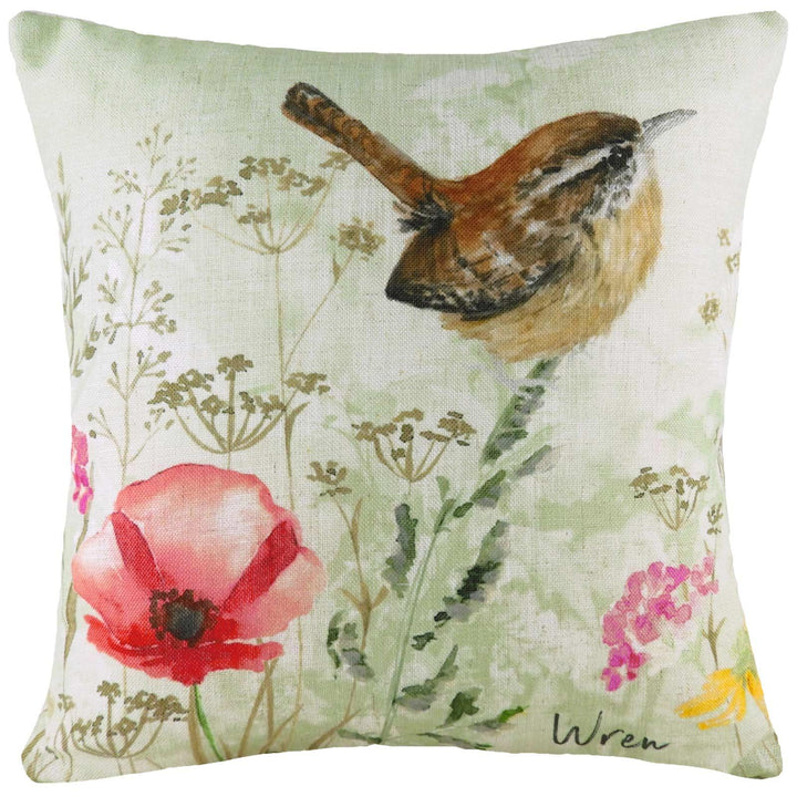 Wren Watercolour Painted Style Cushion Covers 17'' x 17'' -  - Ideal Textiles