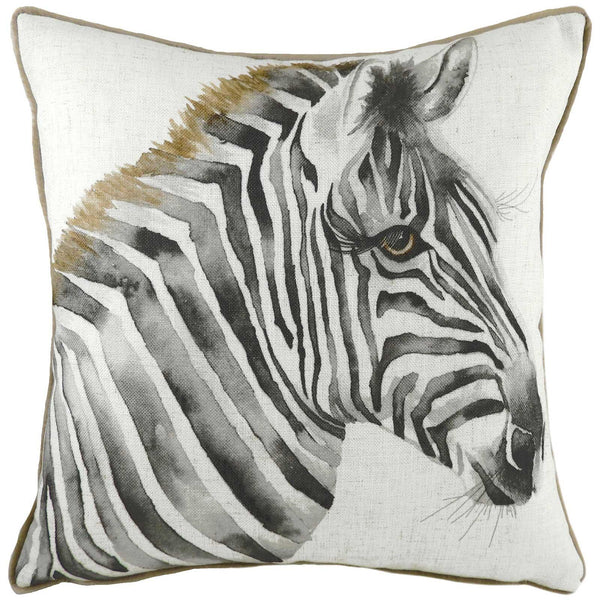 Safari Zebra Watercolour Painting Print Filled Cushions 17'' x 17'' - Polyester Pad - Ideal Textiles